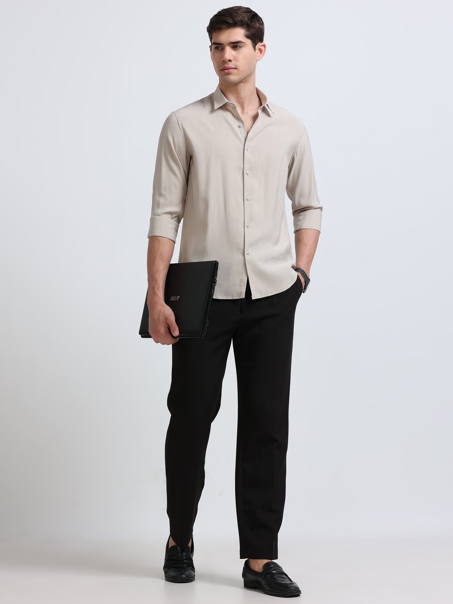 Beige Full Sleeve Imported Viscose Shirt