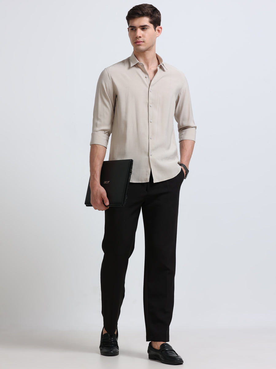 Beige Full Sleeve Imported Viscose Shirt