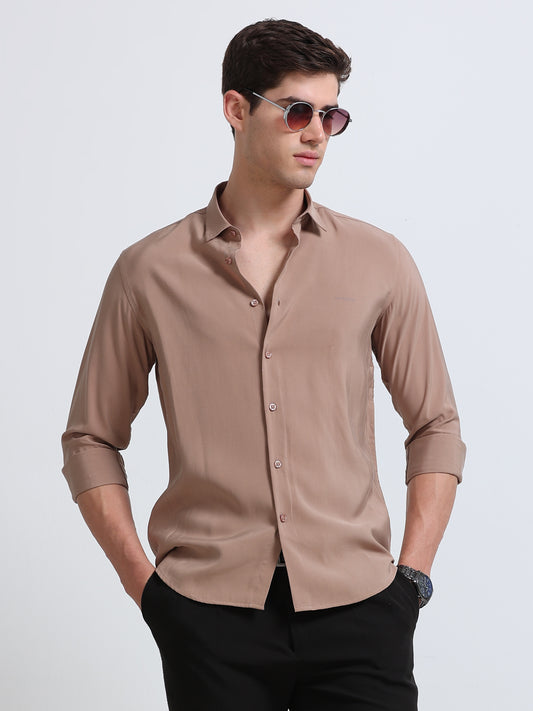 Peach Full Sleeve Imported Viscose Shirt