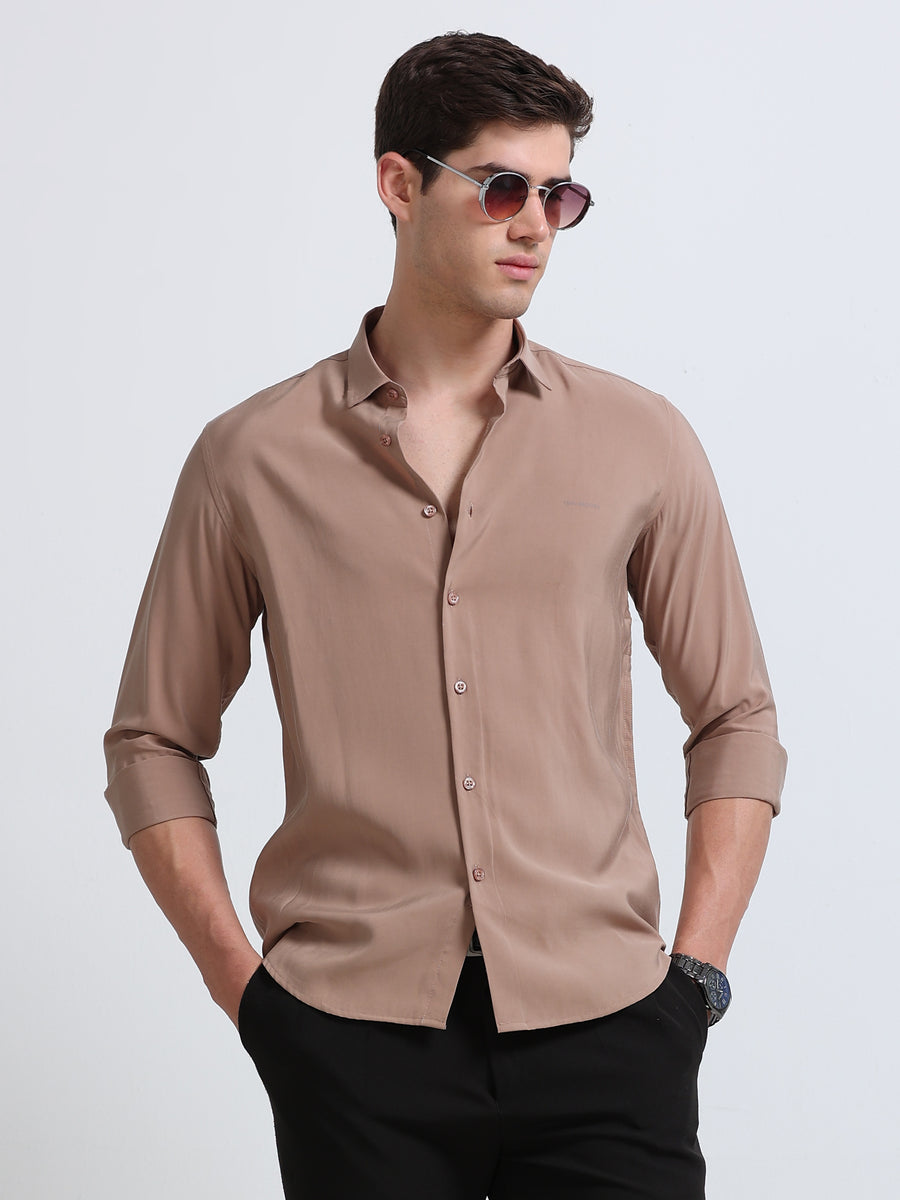 Peach Full Sleeve Imported Viscose Shirt