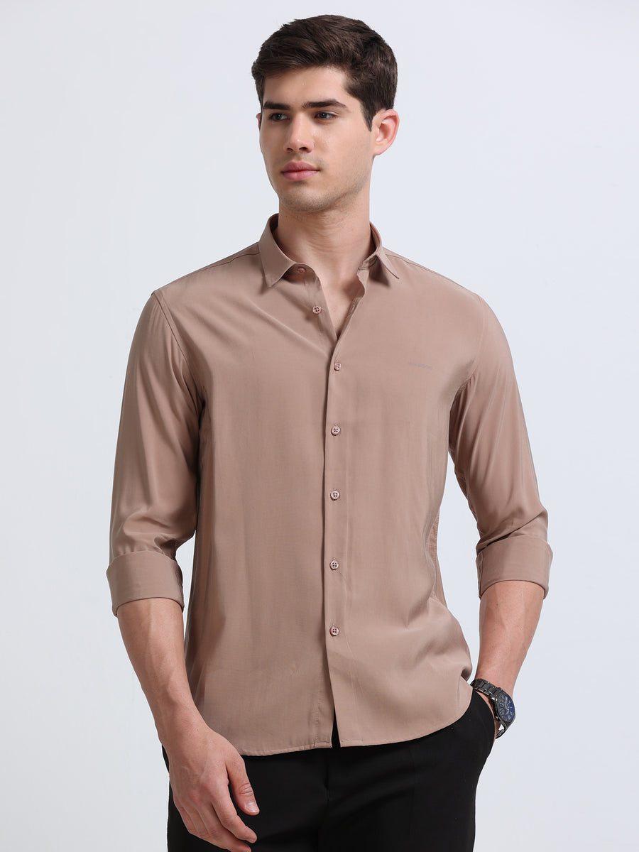 Peach Full Sleeve Imported Viscose Shirt