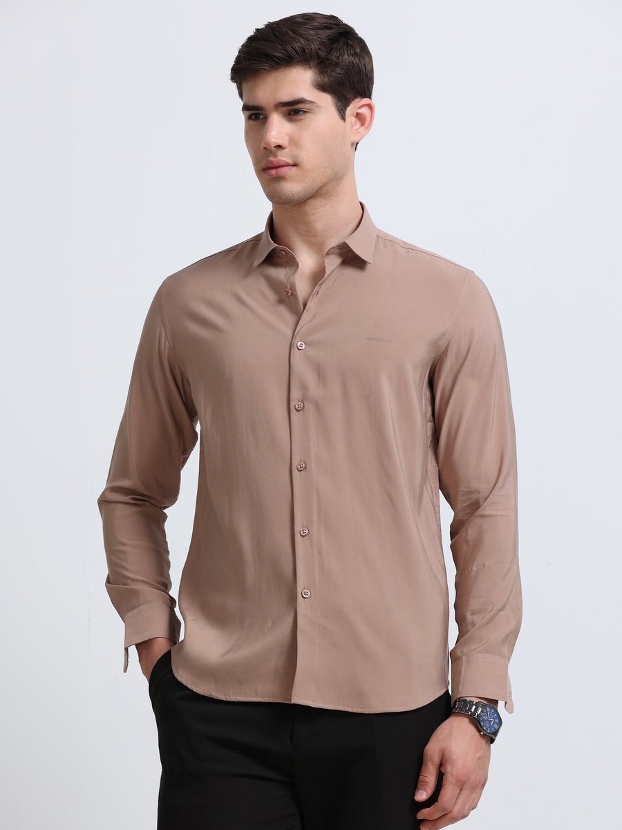 Peach Full Sleeve Imported Viscose Shirt