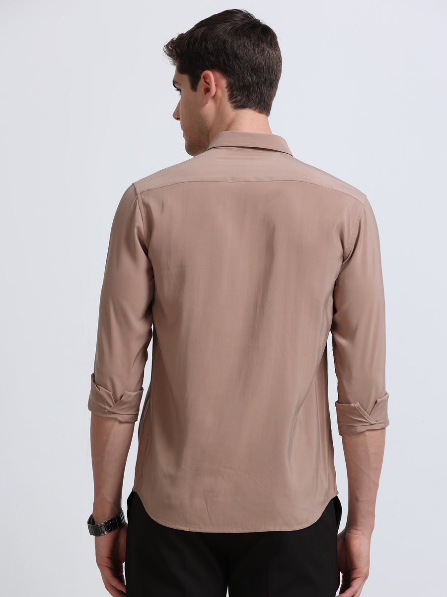 Peach Full Sleeve Imported Viscose Shirt