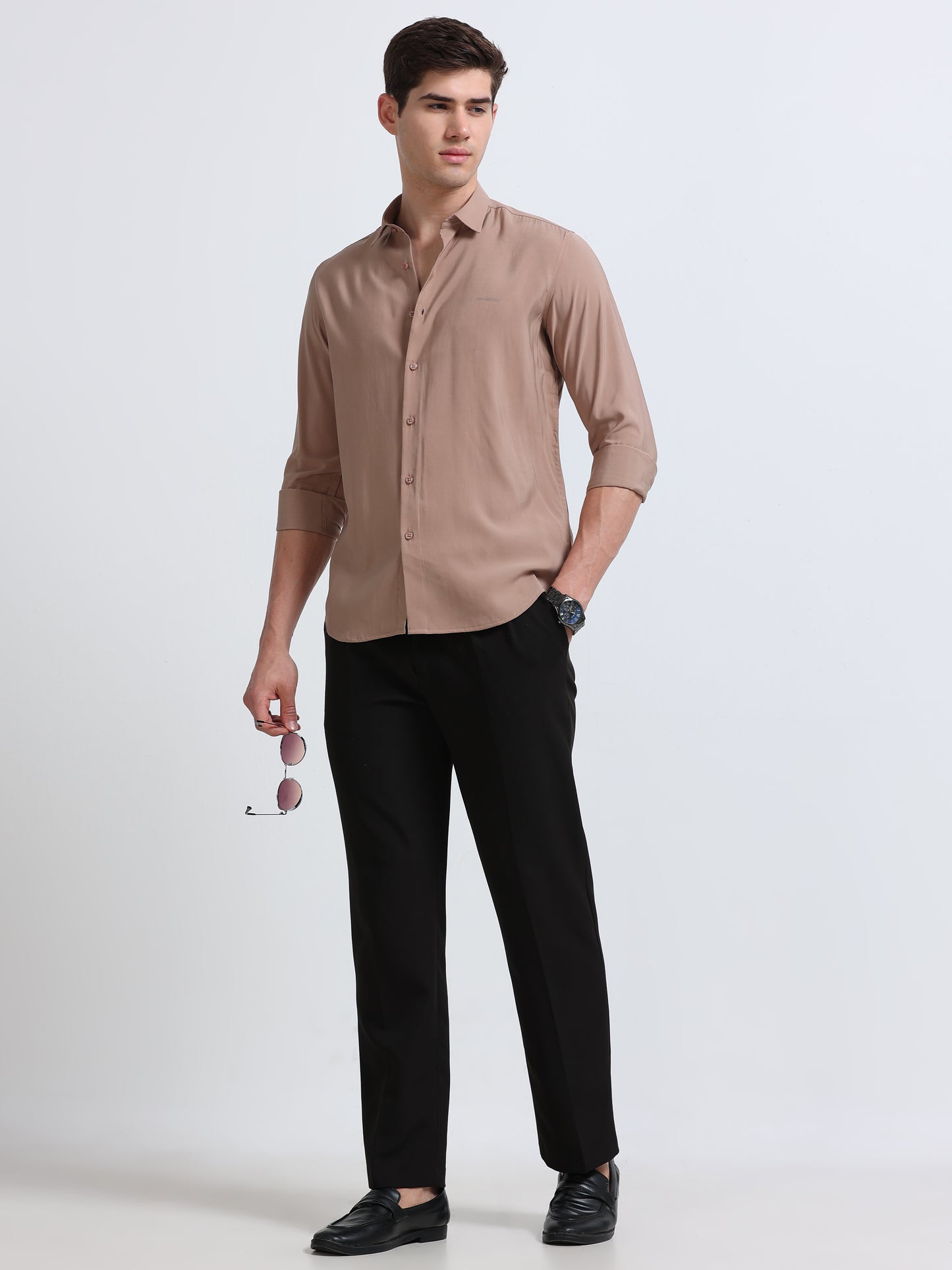 Peach Full Sleeve Imported Viscose Shirt
