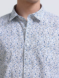 White Print Full Sleeve Cotton Shirt