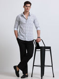 White Print Full Sleeve Cotton Shirt