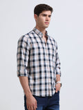 Navy Light Pink Large Check Full Sleeve Cotton Shirt