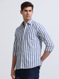 Blue Vertical Stripe Full Sleeve Cotton Shirt