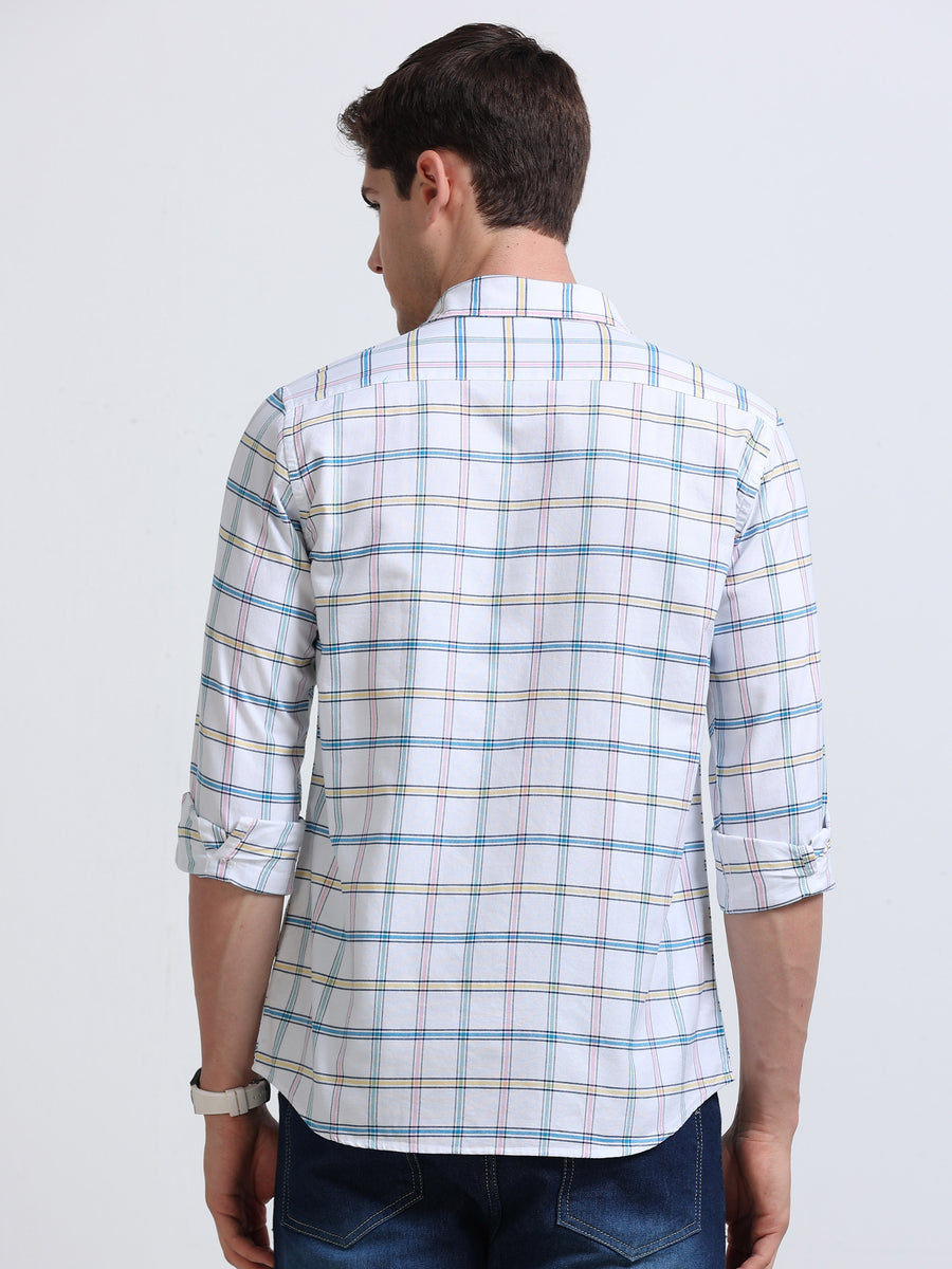 White Multi-Check Full Sleeve Cotton Shirt