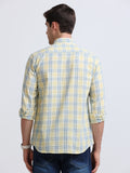 Yellow Blue Large Check Full Sleeve Cotton Shirt