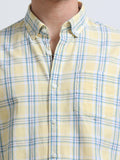 Yellow Blue Large Check Full Sleeve Cotton Shirt
