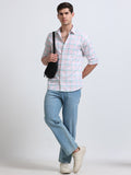 Pink Green Check Full Sleeve Cotton Shirt