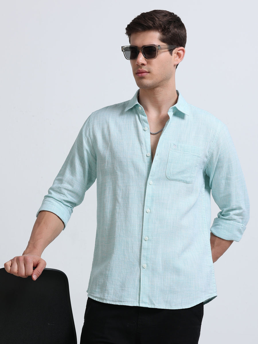 Aqua Breeze Linen Casual Shirt