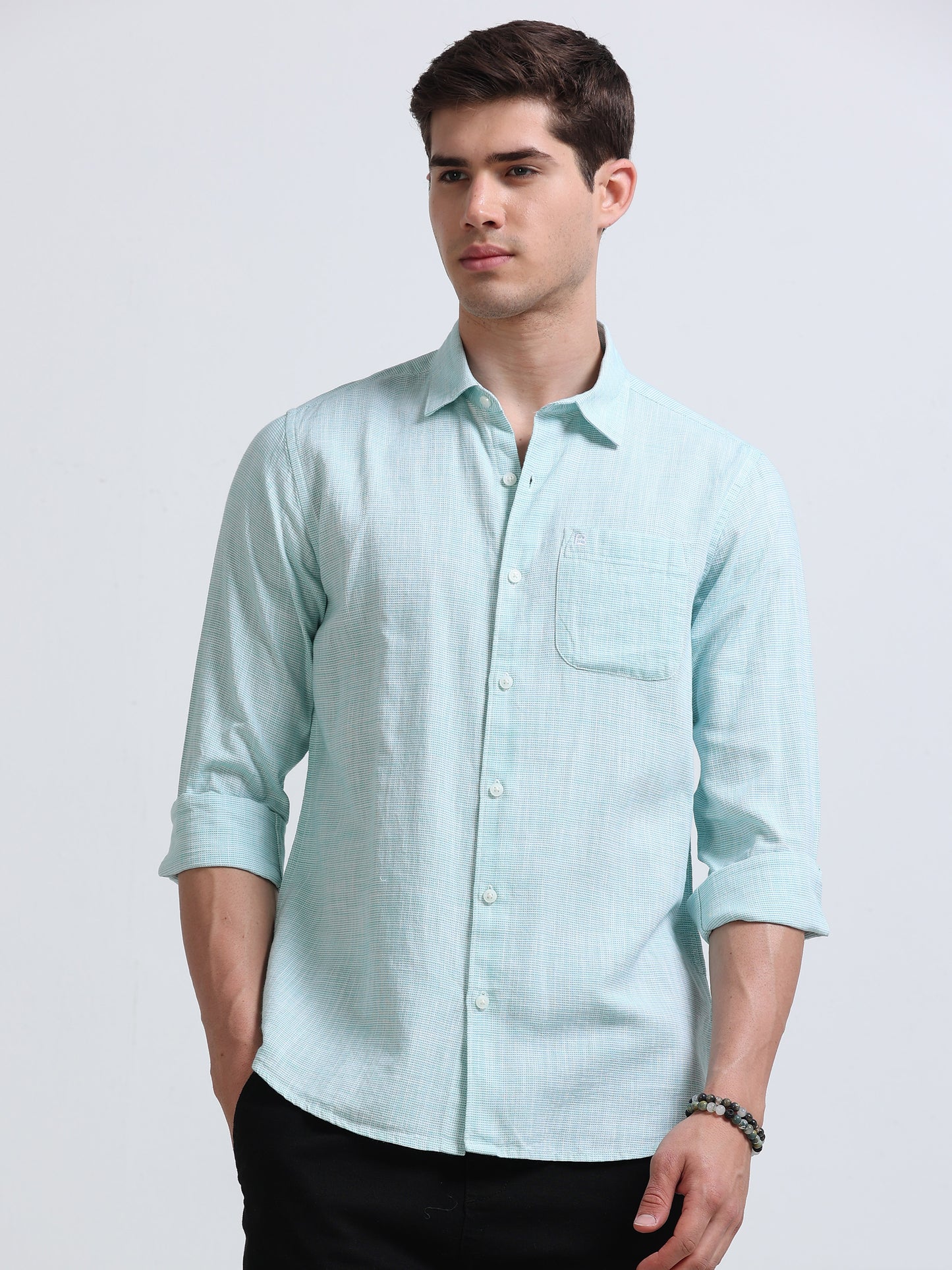 Aqua Breeze Linen Casual Shirt