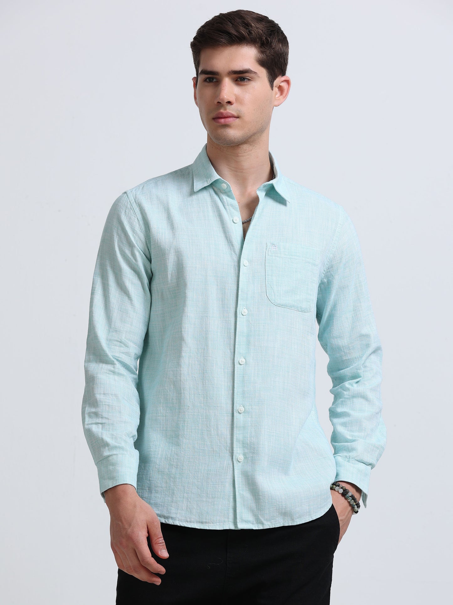 Aqua Breeze Linen Casual Shirt