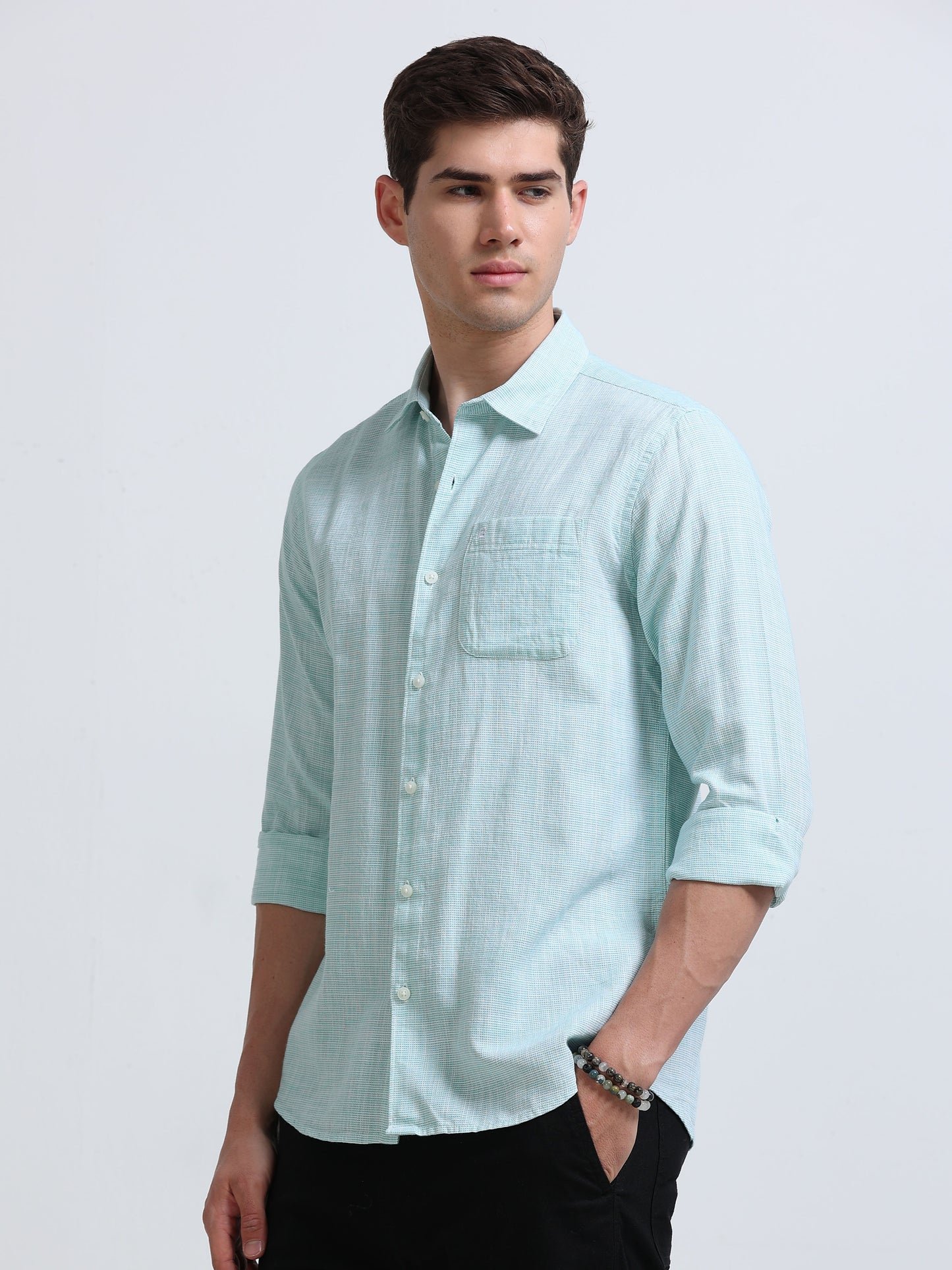 Aqua Breeze Linen Casual Shirt