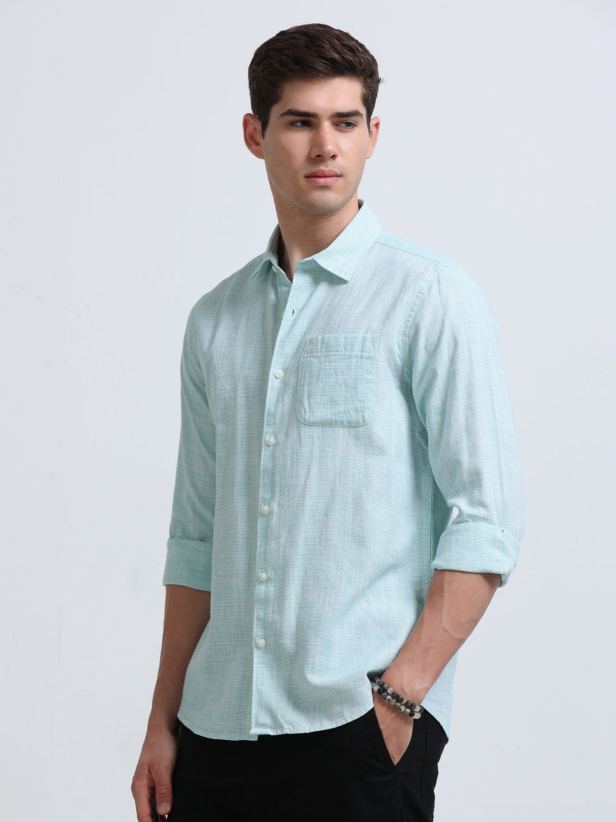 Aqua Breeze Linen Casual Shirt