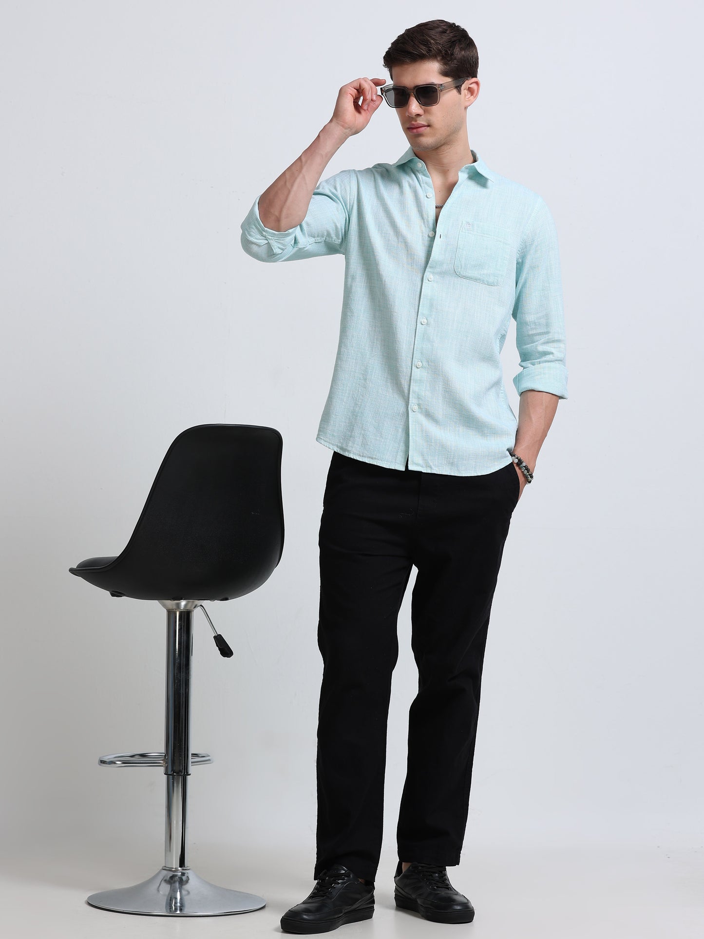 Aqua Breeze Linen Casual Shirt