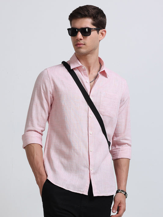 Blush Pink Linen Casual Shirt