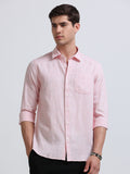Blush Pink Linen Casual Shirt