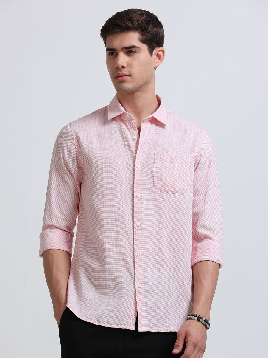 Blush Pink Linen Casual Shirt