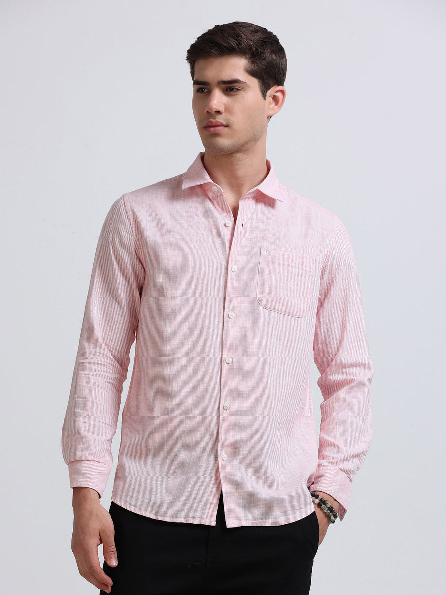 Blush Pink Linen Casual Shirt