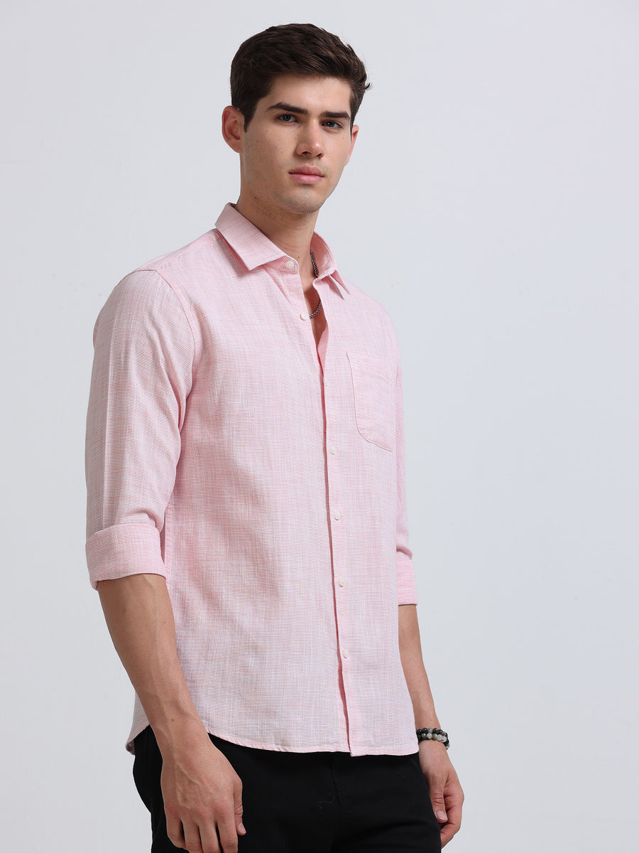 Blush Pink Linen Casual Shirt