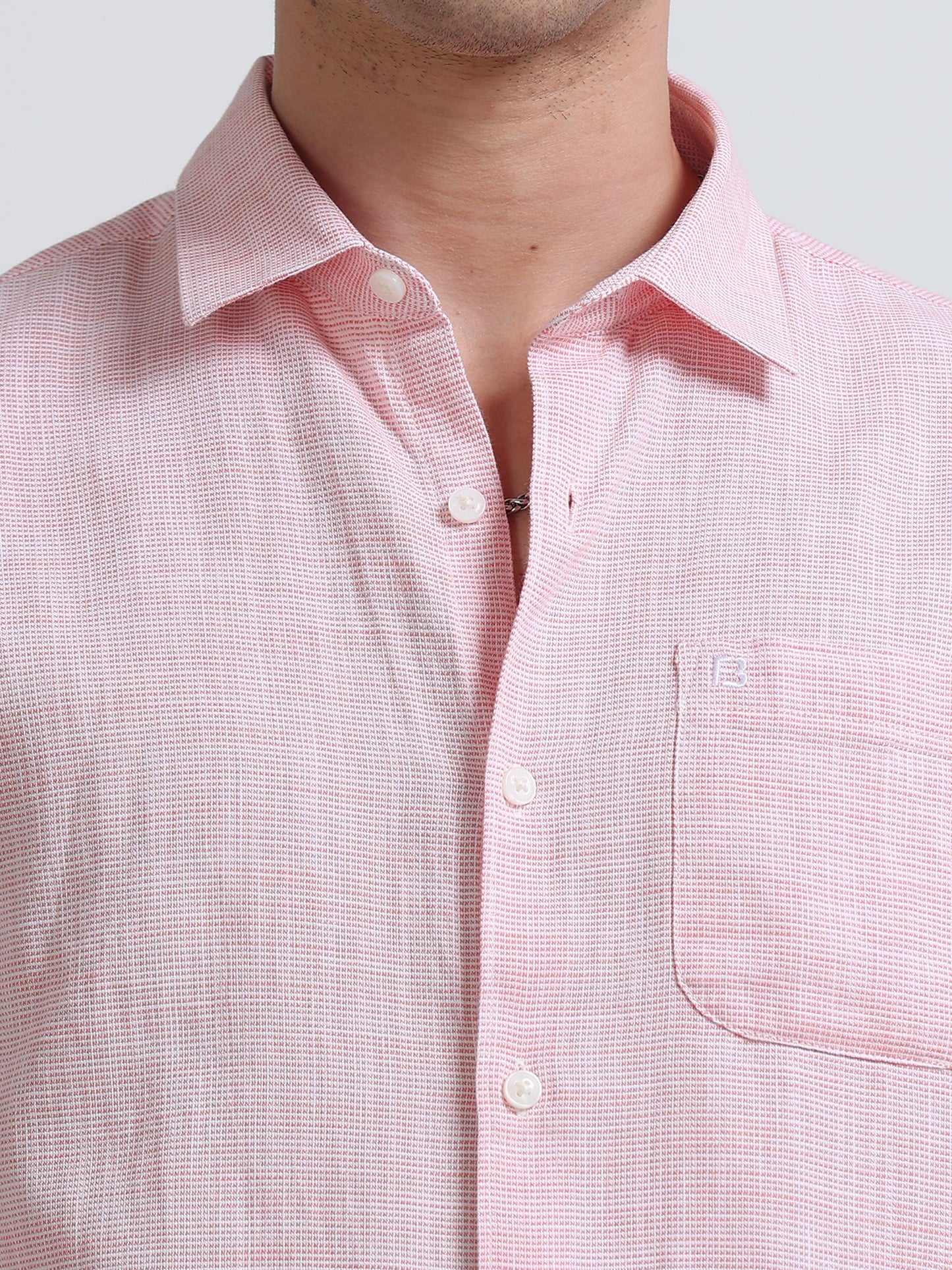 Blush Pink Linen Casual Shirt