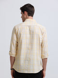 Yellow Large Check Full Sleeve Cotton Shirt