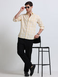 Yellow Large Check Full Sleeve Cotton Shirt