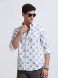 Blue Floral Print Full Sleeve Cotton Shirt