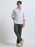 Blue Floral Print Full Sleeve Cotton Shirt