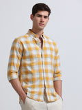 Yellow Ombre Check Full Sleeve Cotton Shirt