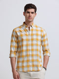 Yellow Ombre Check Full Sleeve Cotton Shirt