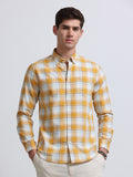 Yellow Ombre Check Full Sleeve Cotton Shirt