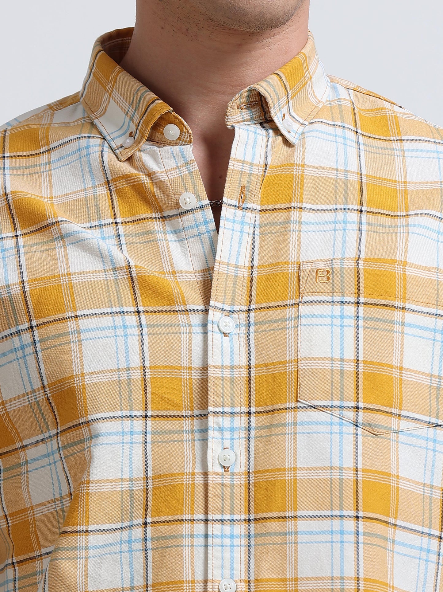 Yellow Ombre Check Full Sleeve Cotton Shirt