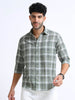 Green Checks Italian Cotton Linen Blend Shirt
