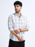 White Checks Italian Cotton Linen Blend Shirt