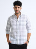 White Checks Italian Cotton Linen Blend Shirt