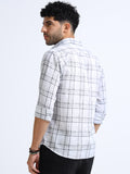 White Checks Italian Cotton Linen Blend Shirt