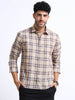 Beige Checks Italian Cotton Linen Blend Shirt