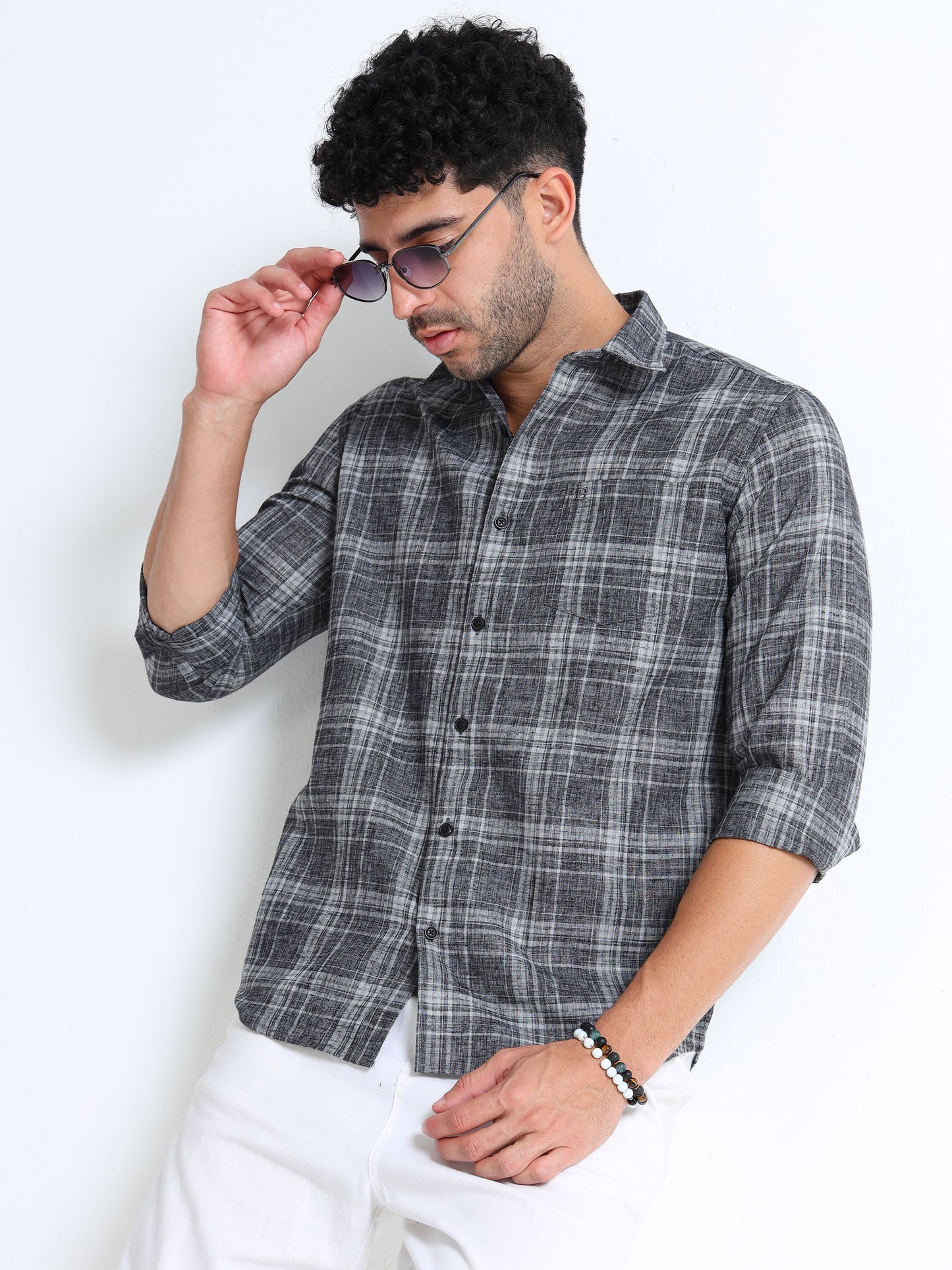 Black Charcoal Italian Cotton Linen Blend Shirt