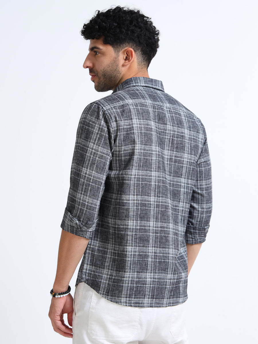 Black Charcoal Italian Cotton Linen Blend Shirt