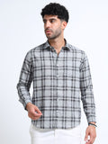 Light Grey Checks Linen Blend Shirt
