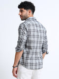 Light Grey Checks Linen Blend Shirt