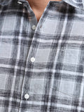 Light Grey Checks Linen Blend Shirt