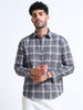 Charcoal Checks Italian Cotton Linen Blend Shirt