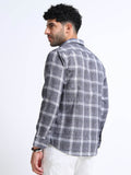 Charcoal Checks Italian Cotton Linen Blend Shirt