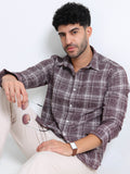Maroon Checks Linen Blend Shirt