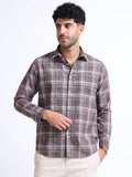 Maroon Checks Linen Blend Shirt
